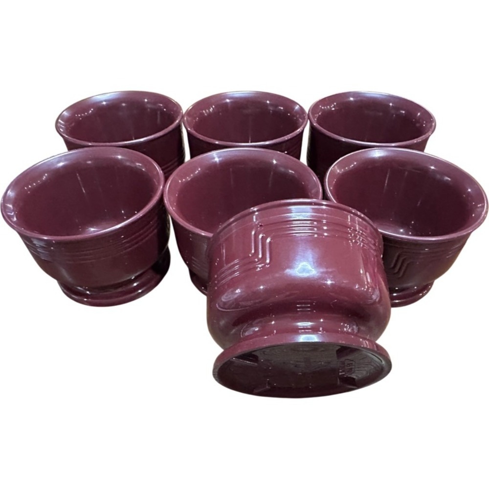 Cambro Burgundy Plastic Bowl Set of 7 Decorative Glossy 5 Oz  Do Not Microwave